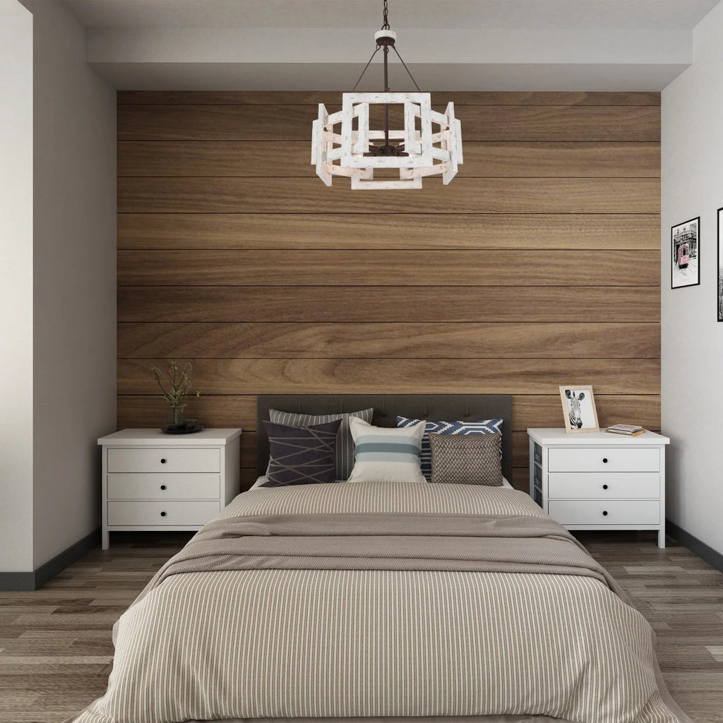 4-light Drum Wood Chandelier E5638