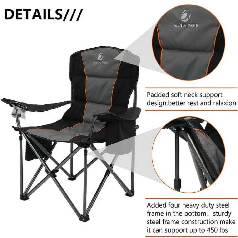 Heavy Duty Oversize Folding Camping Chair with Cup Holder J880230
