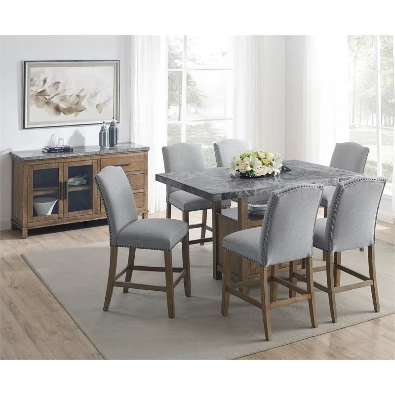 Gray Marble Counter 8-Piece Dining Set A687302