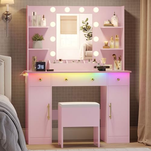 White Vanity Desk with Mirror and Lights J8928