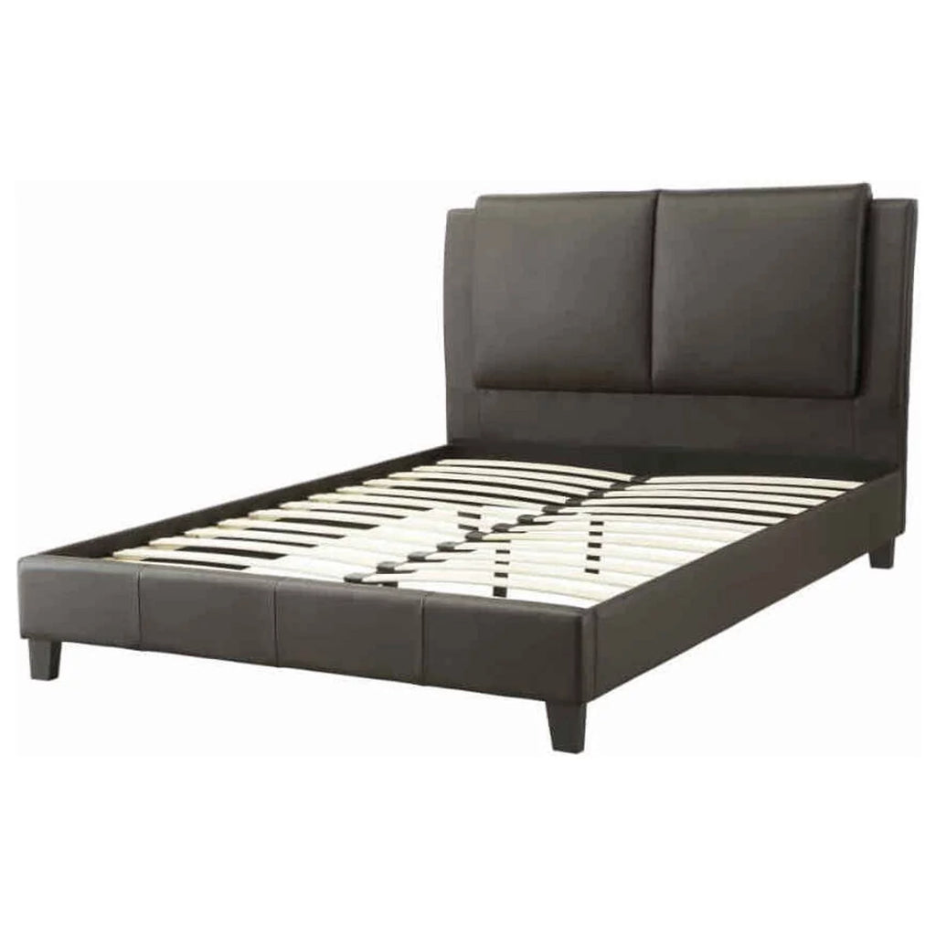 Brown Wooden Full Bed with PU Headboard O11674