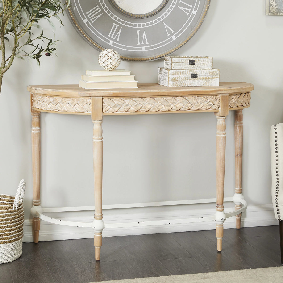 Brown Wood Carved Console Table U295
