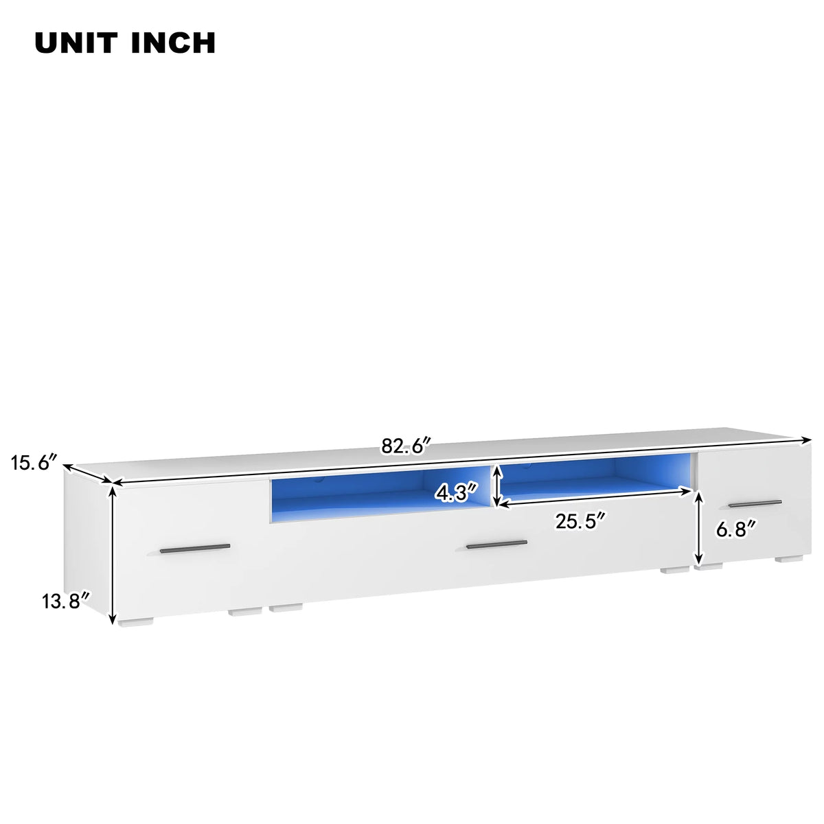 White High Gloss TV Stand with LED Lights U7867
