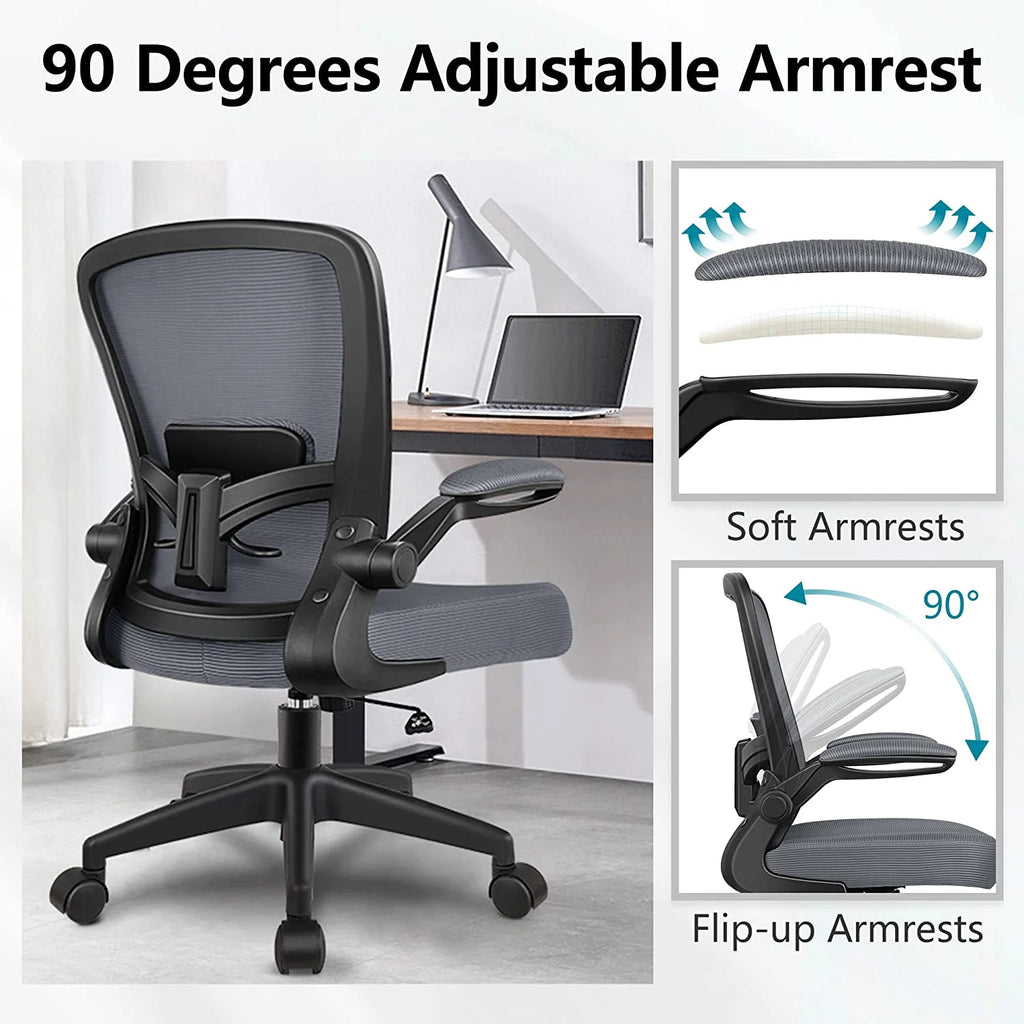 Grey Ergonomic Mesh Office Chair with Lumbar Support B808