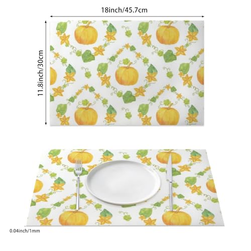 Fall Gourd Pattern Faux Leather 12 X 18 Inch 6Pc Placemat Set S17851