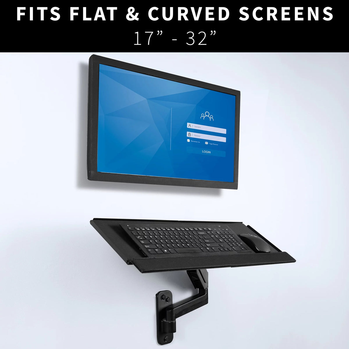 Height Adjustable Monitor and Keyboard Tray Wall Mount G109108