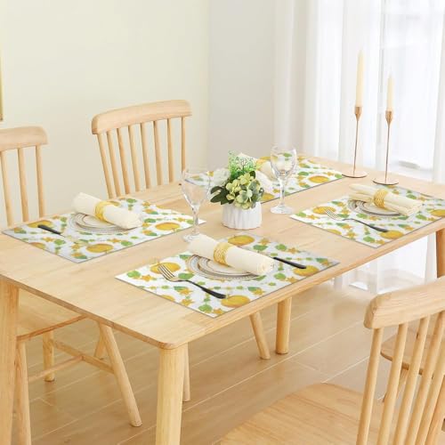 Fall Gourd Pattern Faux Leather 12 X 18 Inch 6Pc Placemat Set S17851