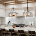 4-light Drum Wood Chandelier E5638