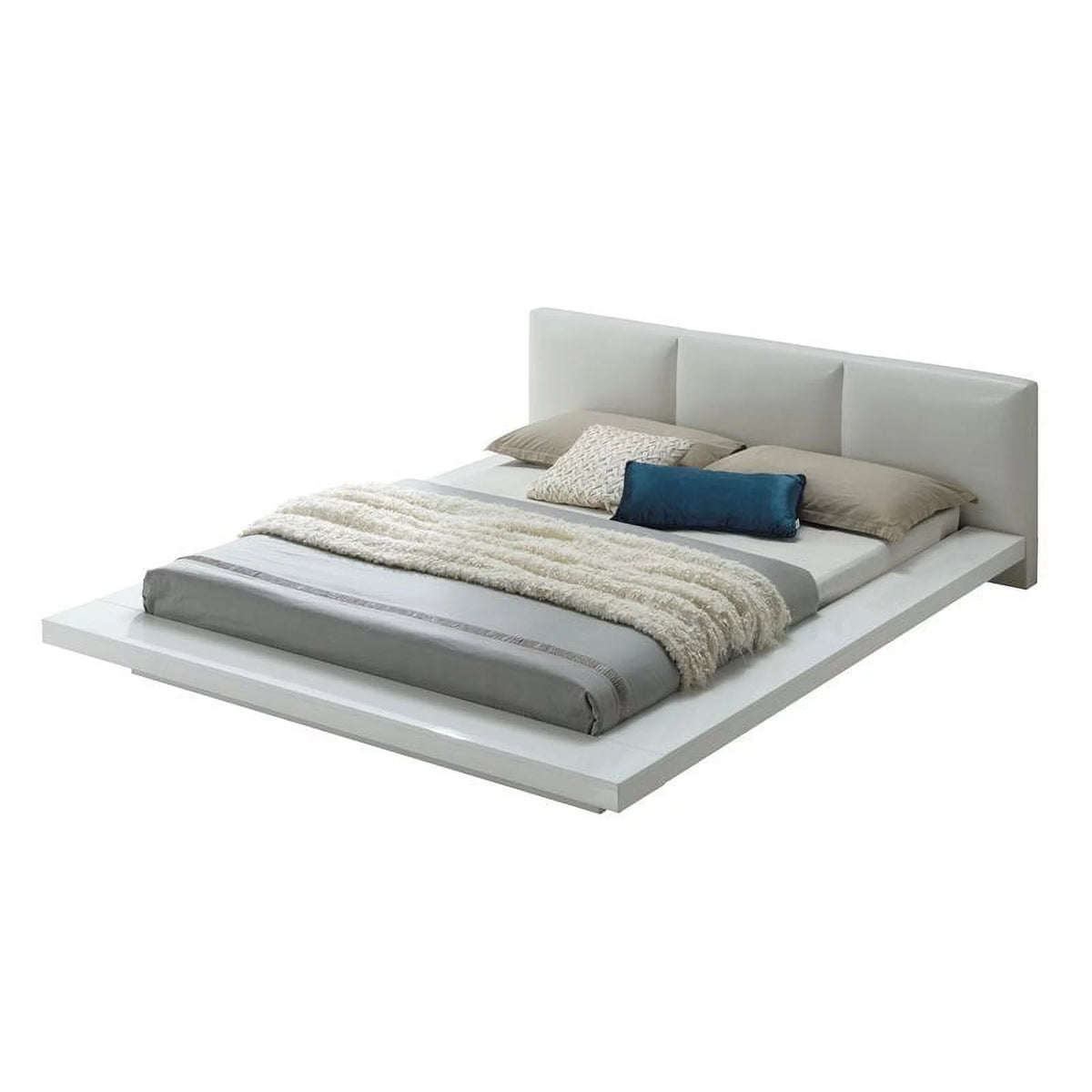 Solid Wood King Panel Bed in White N28390
