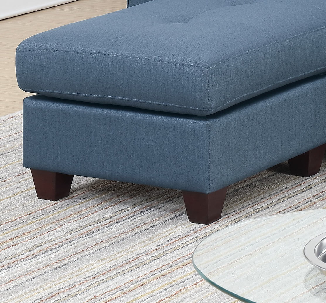Blue Reversible Sectional Sofa Chaise G3447