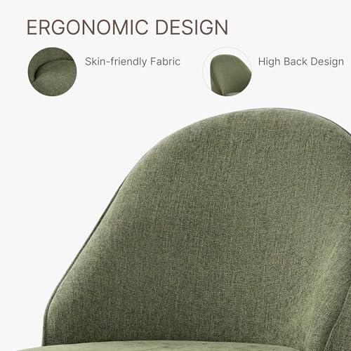 Khaki Linen Fabric Swivel Dining Chair Q858