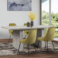 5 Piece Rectangle Dining Table and Green Velvet Chairs L9201