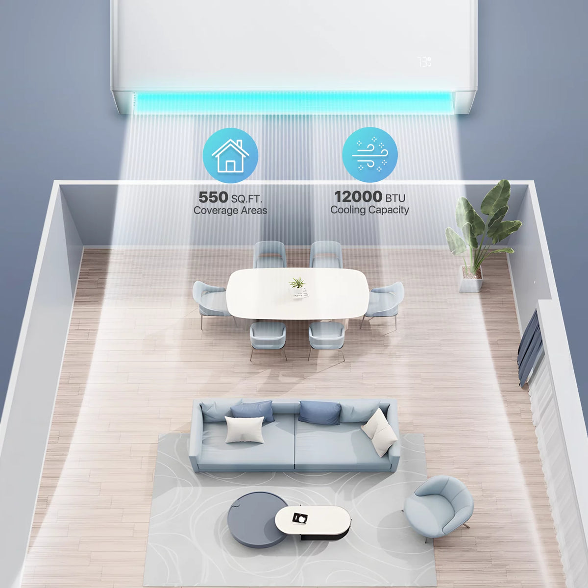12000 BTU 22 SEER Mini Split Air Conditioner & Heater with WIFI X2749