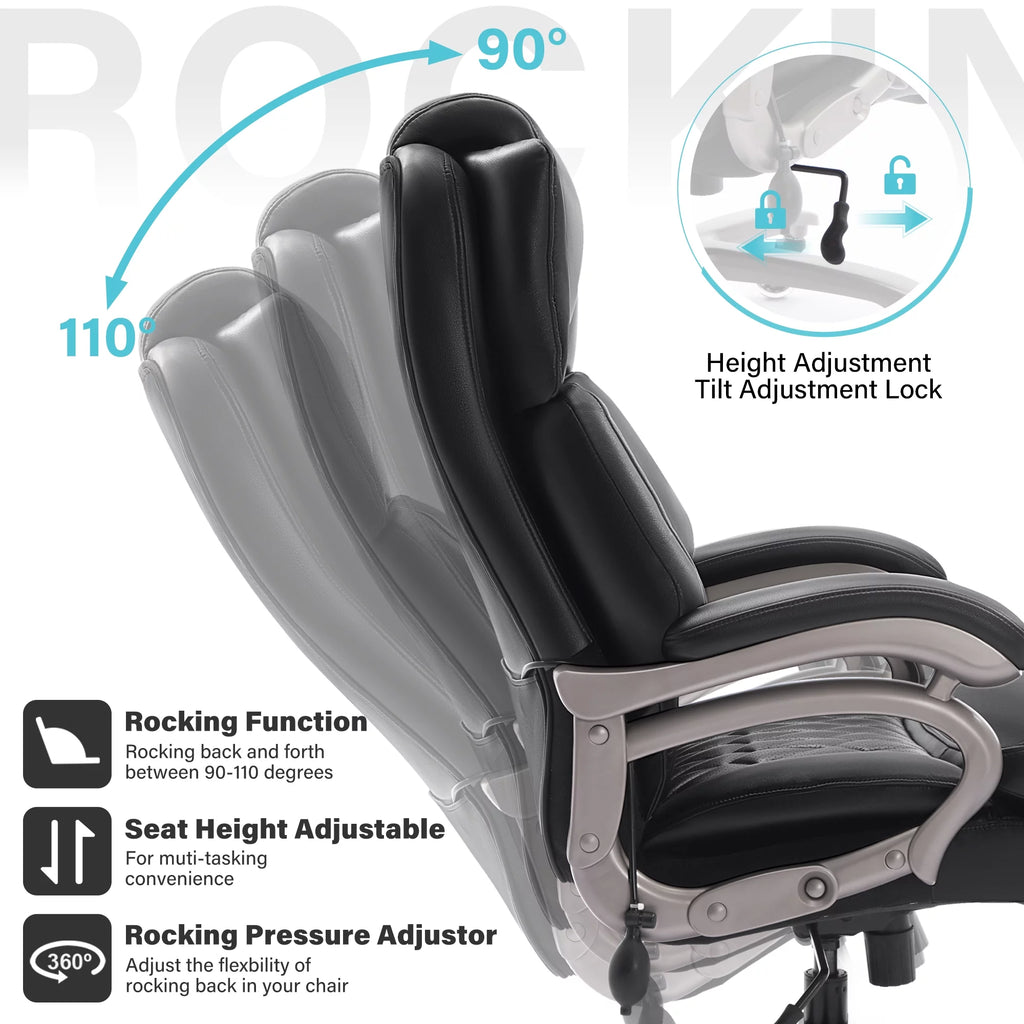 Big and Tall Ergonomic High Back Leather Office Chair 400lbs Z65389