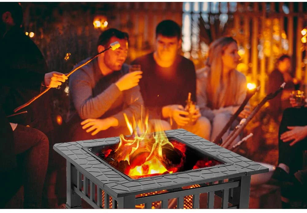 Steel 32'' Square Wood Burning Fire Pit E868538