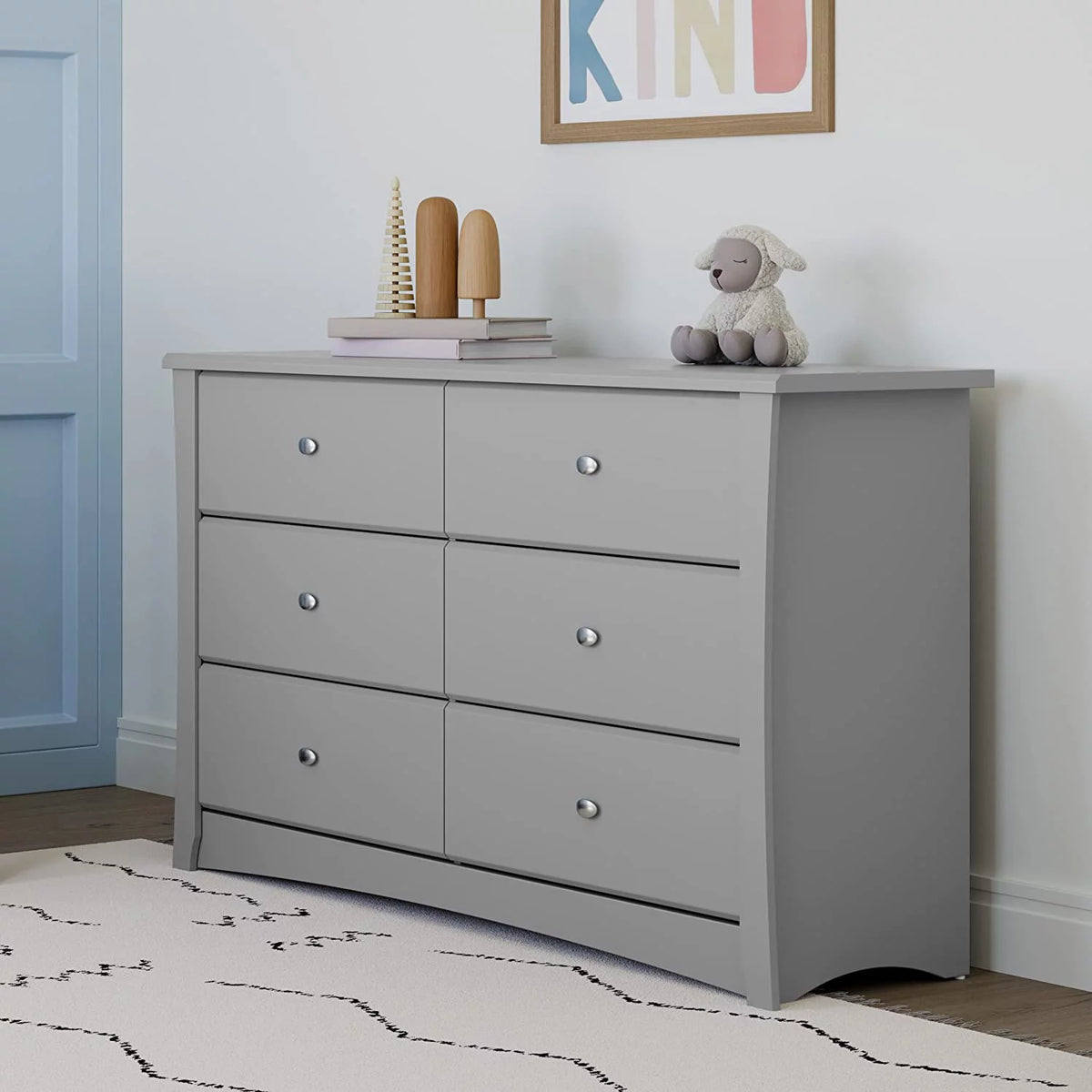 White 6 Drawer Double Dresser S809