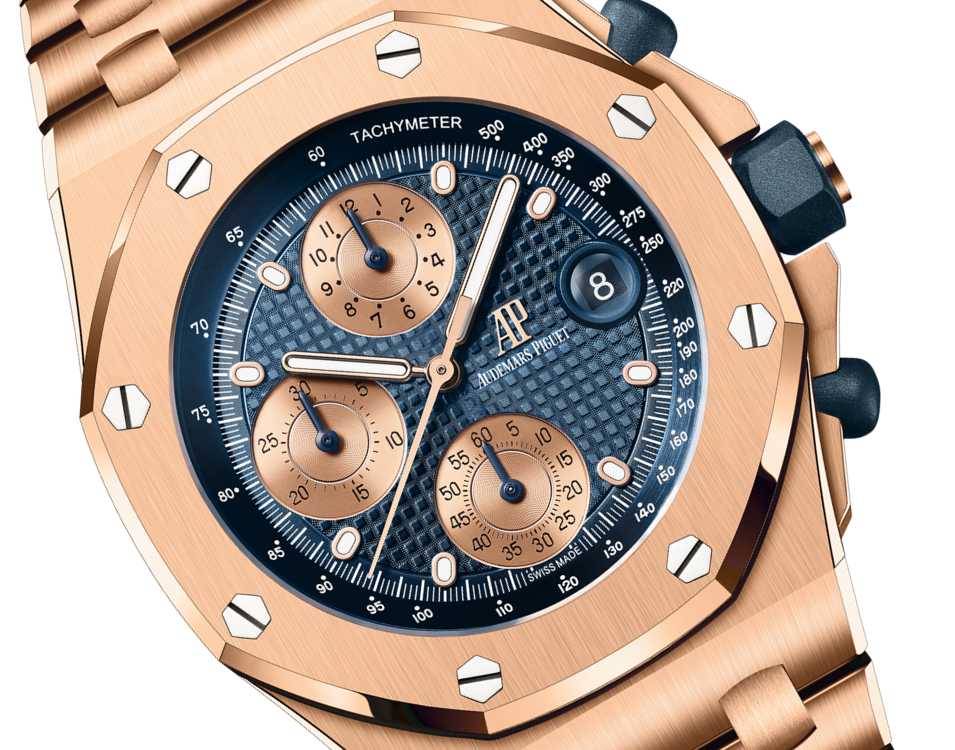Pink Gold Blue Dial Chronograph 42mm Q430