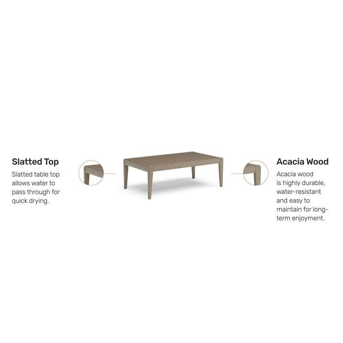 Traditional Wood Outdoor Coffee Table in Gray D62177
