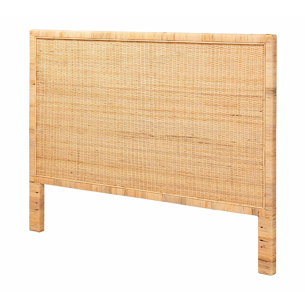 Natural Brown Rattan and Mahogany Wood King Size Headboard D17414