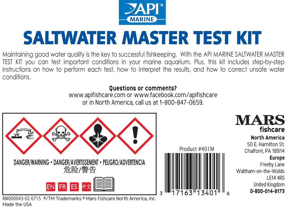 Aquarium Water Test Kit, 550 Tests U794329