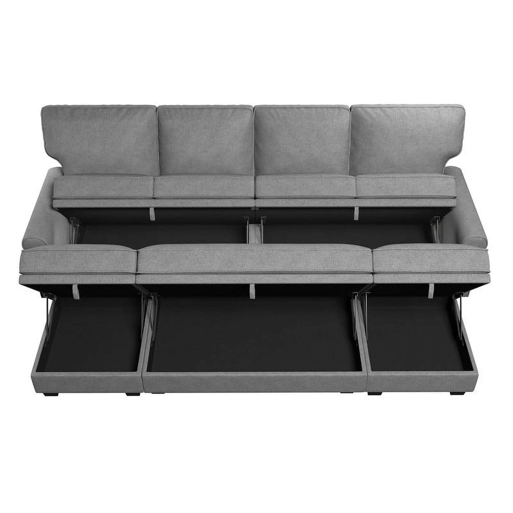 Dark Grey Convertible Sleeper Sectional Sofa with Storage and Chaise E711626