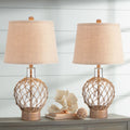 Set of 2 Rope and Clear Glass Table Lamps W8138
