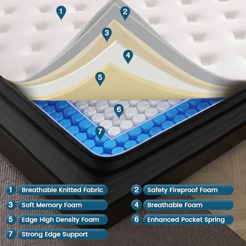 Full Size 12 Inch Memory Foam Hybrid Mattress with Pocket Springs I451
