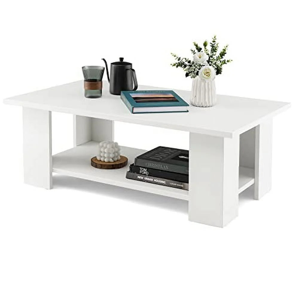 White Coffee Table with Storage U144531
