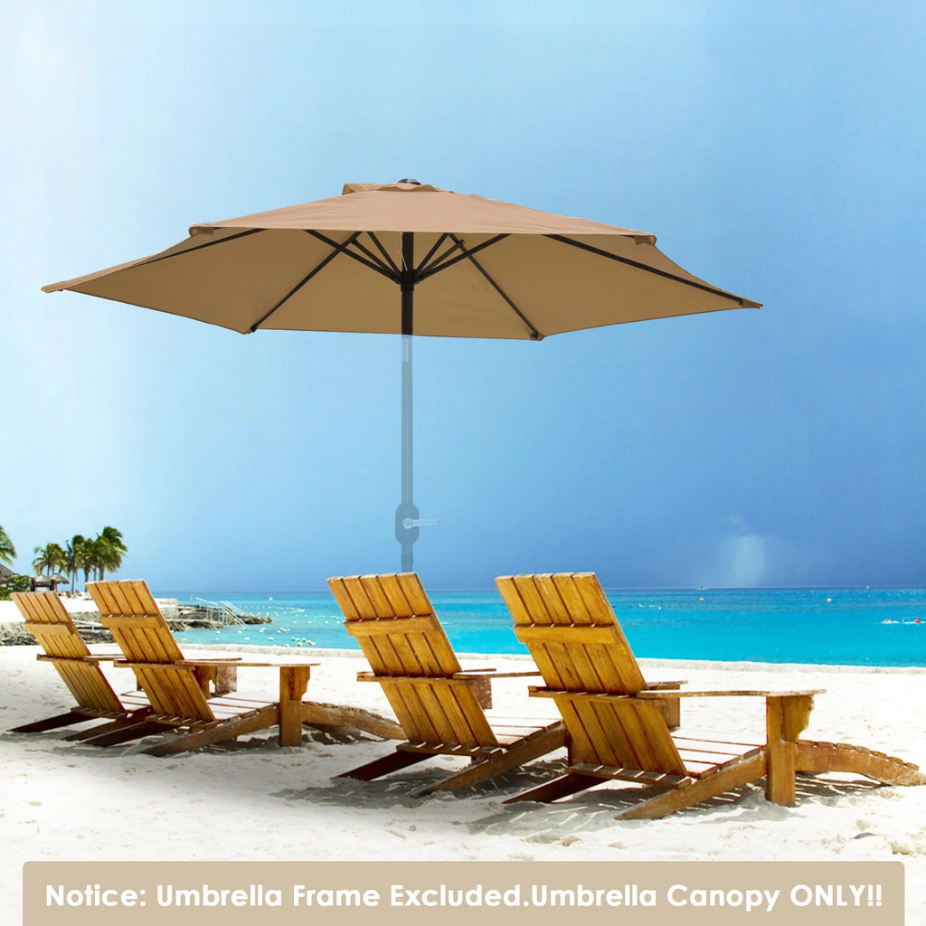 9' Patio Umbrella Replacement Canopy 6 Rib Tan T6960