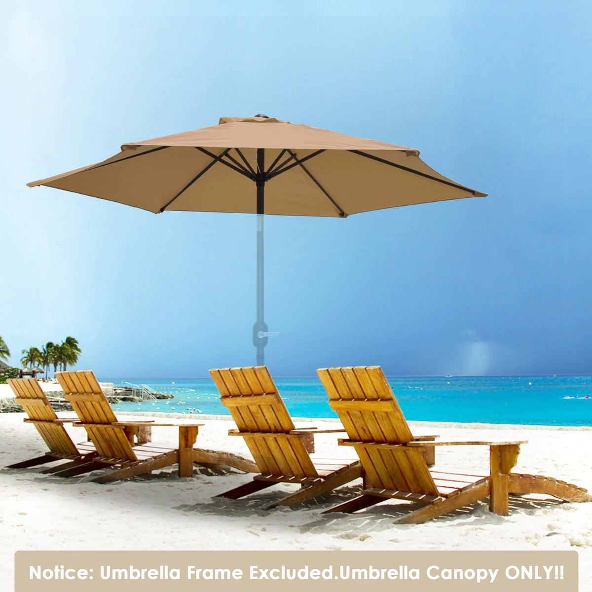 9' Patio Umbrella Replacement Canopy 6 Rib Tan T6960