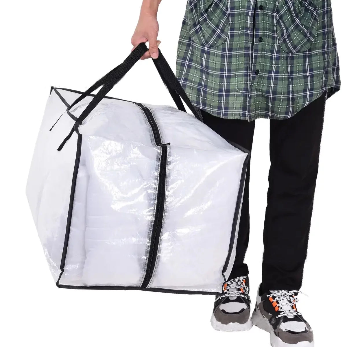 4 Pack Heavy Duty Extra Large Clear Moving Bags with Backpack Straps H582000