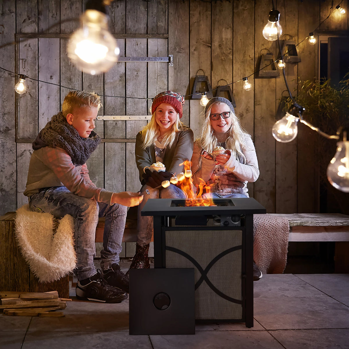 25-Inch Square Propane Fire Pit Table 40000 BTU U59943