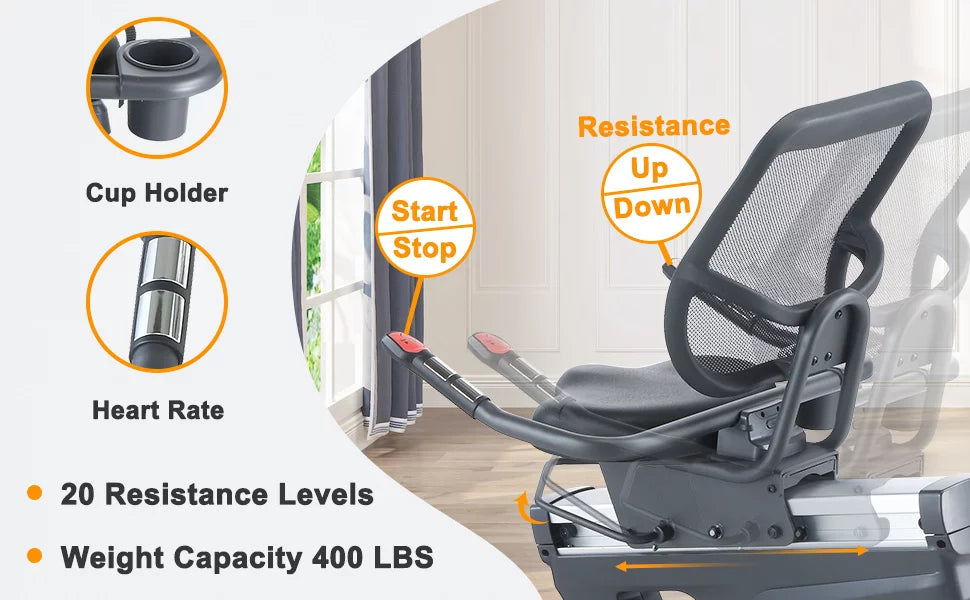Recumbent Exercise Bike 400 lb Weight Capacity I65746