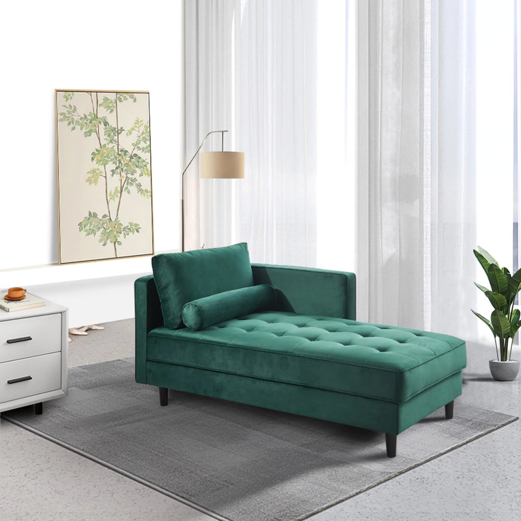 64" Green Velvet Chaise Q57607