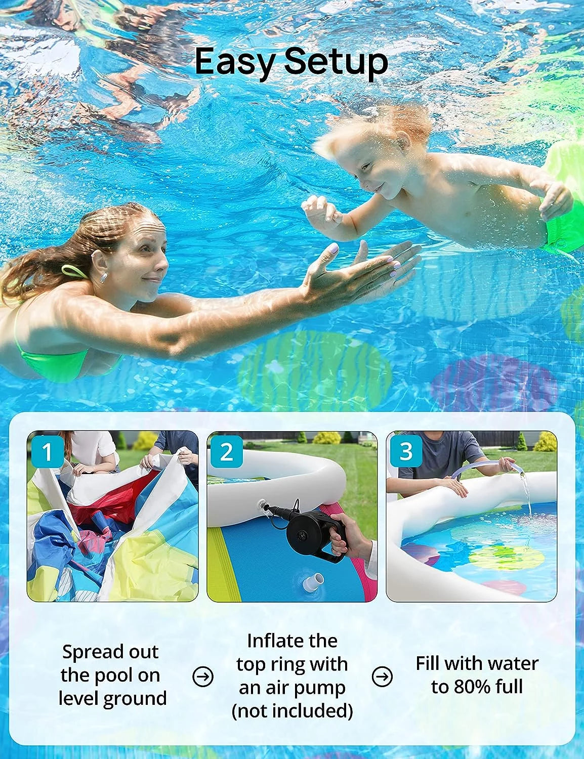 10ft × 30in Easy Set Inflatable Swimming Pool with Pool Cover Q332