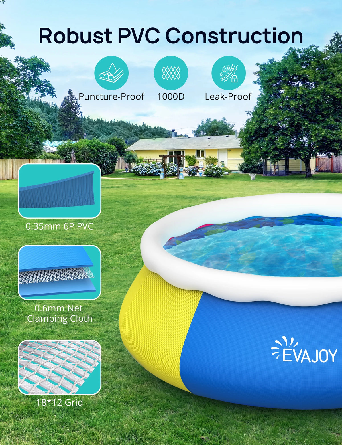 10ft × 30in Easy Set Inflatable Swimming Pool with Pool Cover Q332