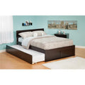 Twin Bed with Flat Panel Foot Board and Trundle Bed Espresso P396