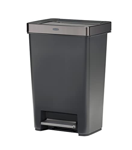 Charcoal 12.4 Gallon Stainless Steel Step-On Trash Can P48787