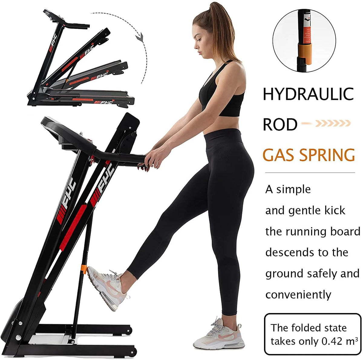 3.5HP Folding Treadmill with Incline 300LBS Capacity Q369