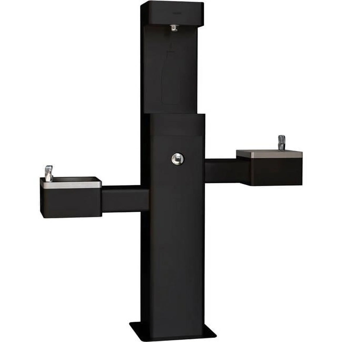 Black Outdoor Bi-Level Drinking Fountain with Bottle Filler Z364