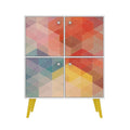 White Mid-Century Modern Double Cabinet with Solid Wood Legs N576232