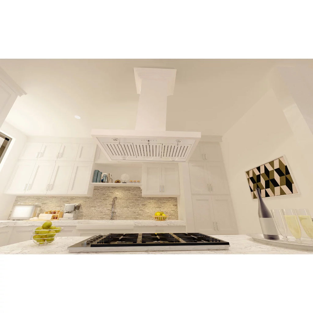 30 in. Wooden Island Mount Range Hood with 760 CFM Motor L367