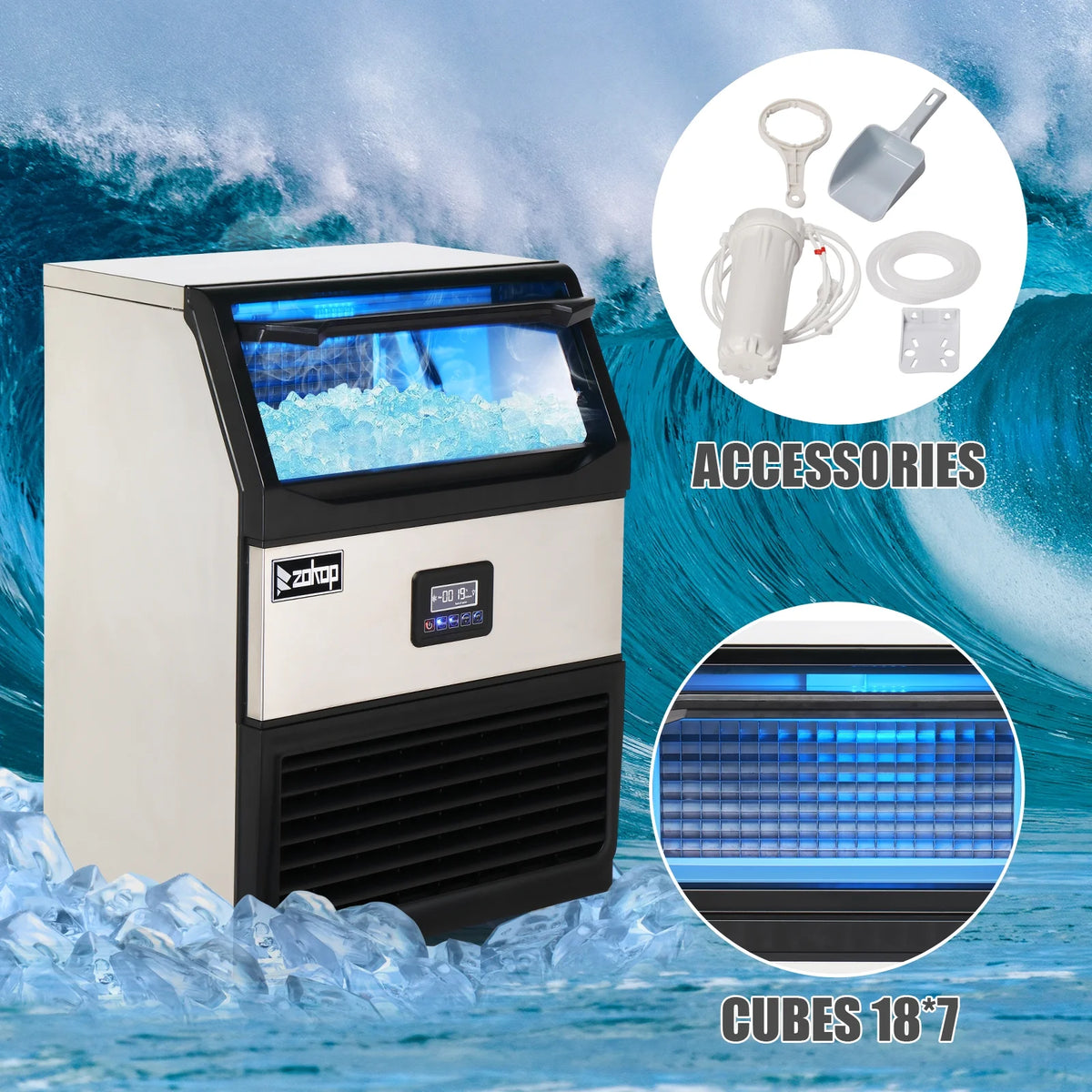 Commercial Stainless Steel Freestanding Ice Maker Cube Machine H241