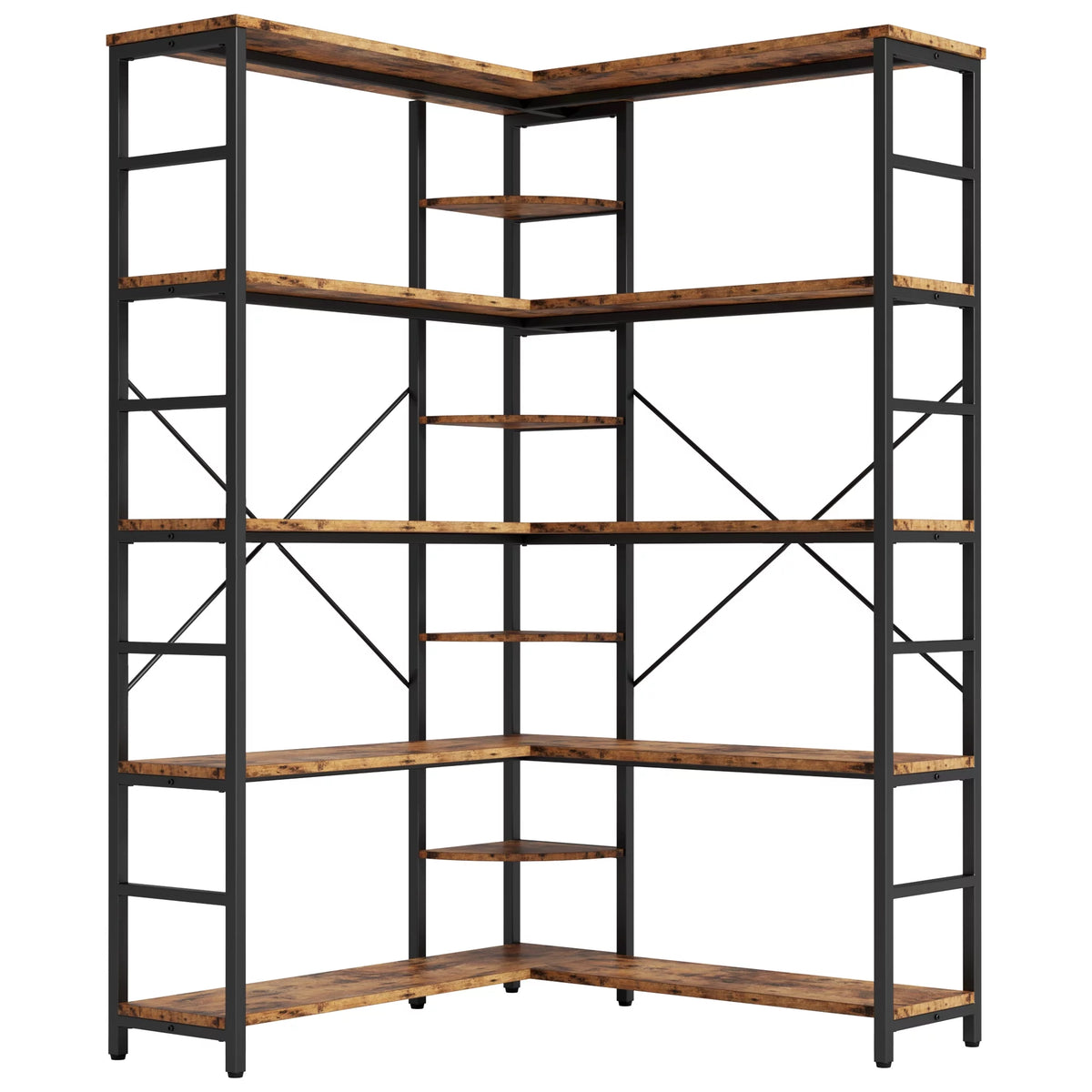 5-Tier Corner Bookcase with Metal Frame P188