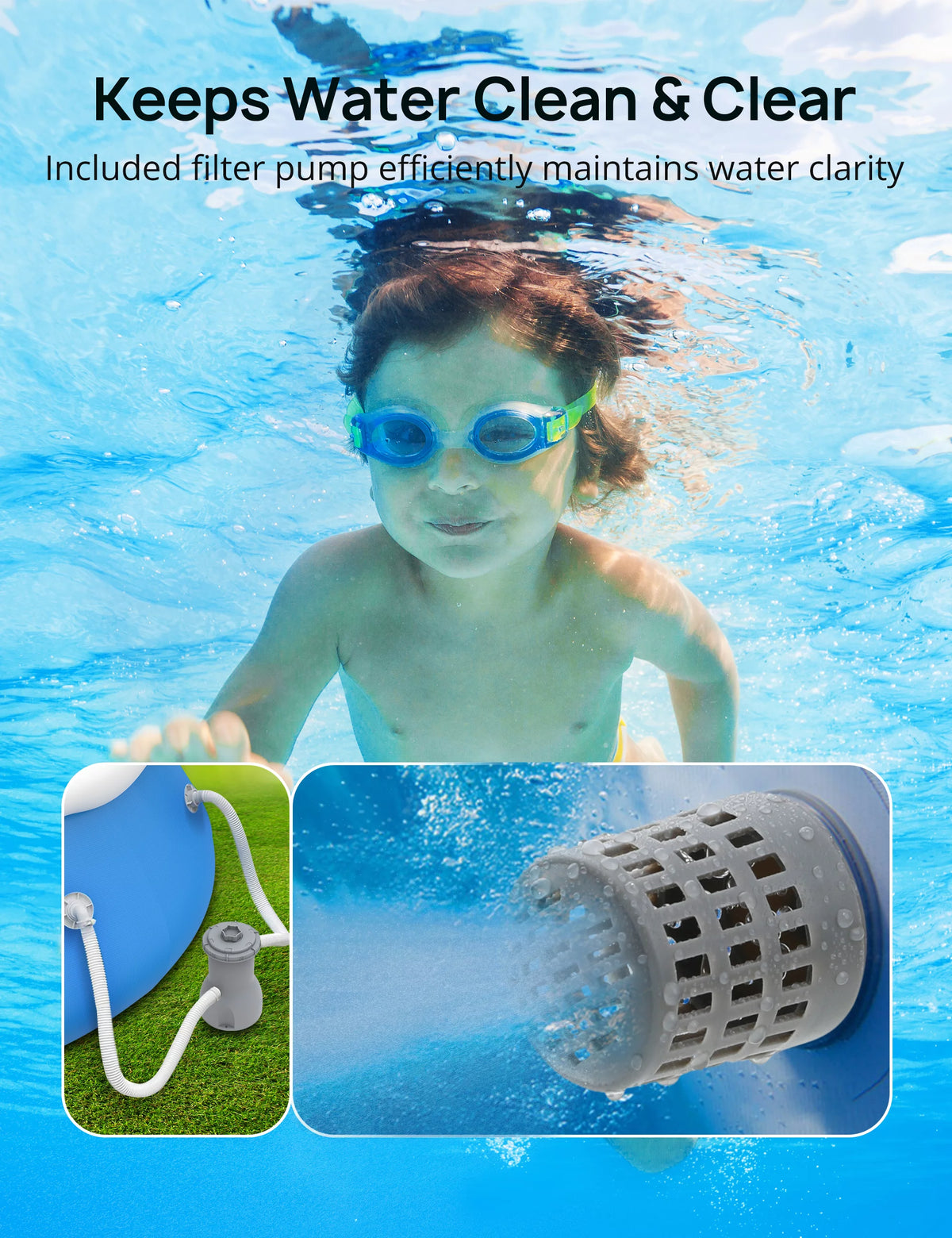 15ft x 35In Inflatable Swimming Pool with Filter Pump J76935