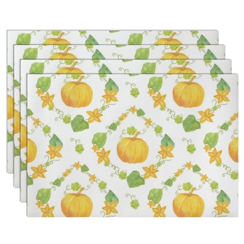 Fall Gourd Pattern Faux Leather 12 X 18 Inch 6Pc Placemat Set S17851
